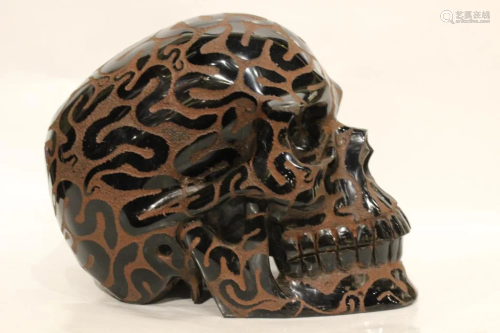 Pre-Columbia Style Skull, All Carved w