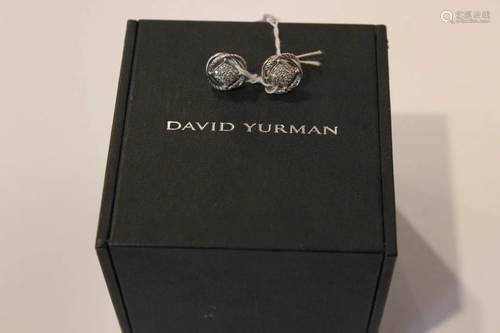 David Yurman,Diomand Sterling Silver Earring Set