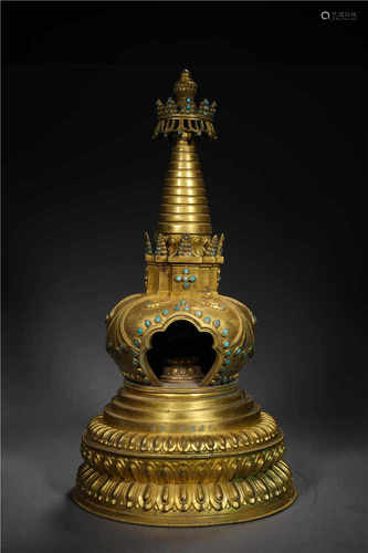 A GILDED BRONZE BUDDHIST SHRINE