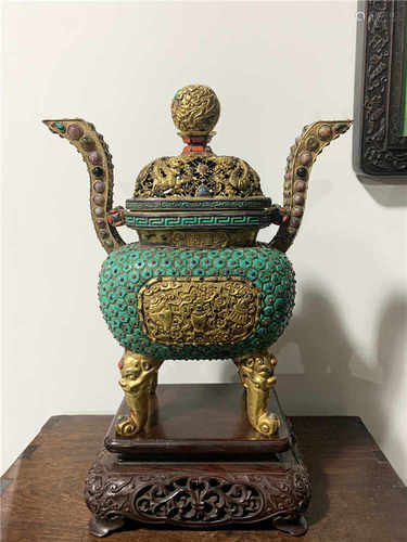 A GILDED BRONZE INCENSE BURNER