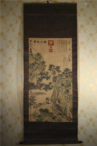A CHINESE LANDSCAPE PAINTING SCROLL