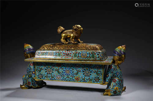 A BRONZE CLOISONNE INCENSE BURNER