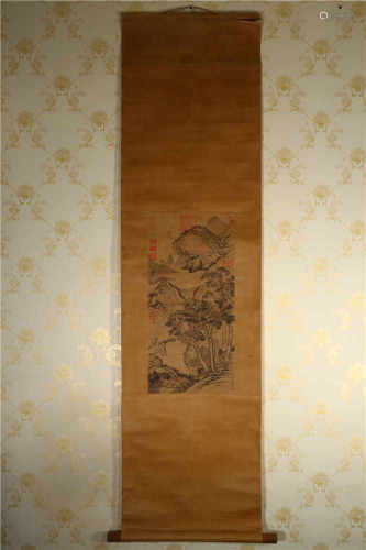 A CHINESE LANDSCAPE PAINTING SCROLL