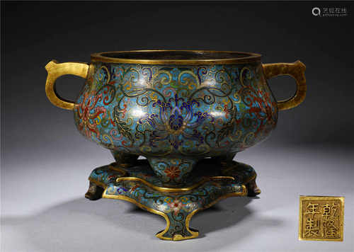 A BRONZE CLOISONNE INCENSE BURNER