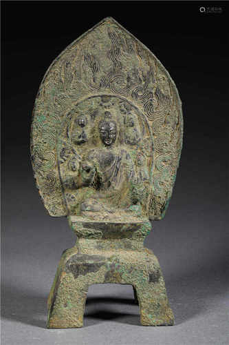 A BRONZE BUDDHA STATUE