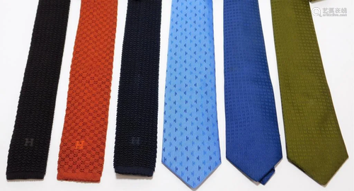 6PC Hermes Silk Necktie Group