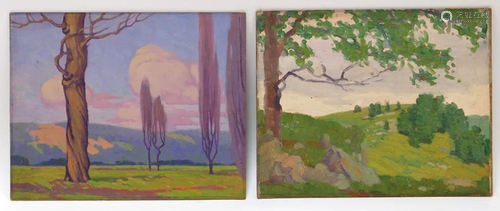 2PC Gene Miles Impressionist Landscape Paintings