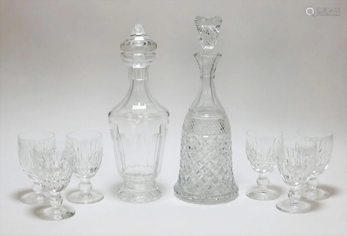 8PC Waterford Cut Crystal Wine Glasses & Decanters