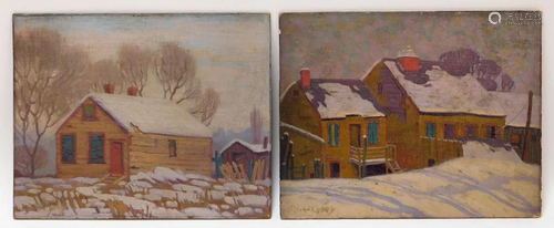 2PC Gene Miles Impressionist Winter Paintings