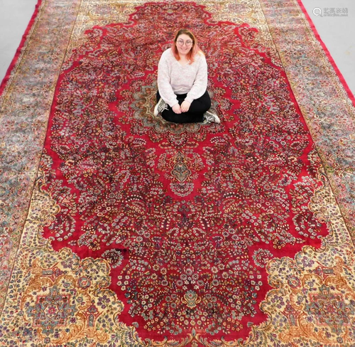 Semi Antique Kerman Oversized Rug