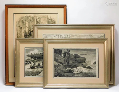 4PC Homer & Nast Harpers Weekly Etchings