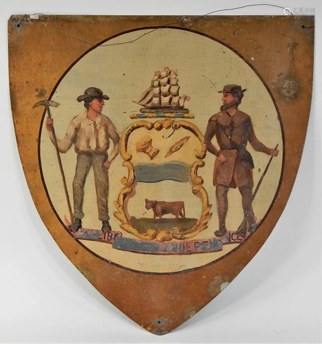 Hand-painted Delaware State Seal Shield