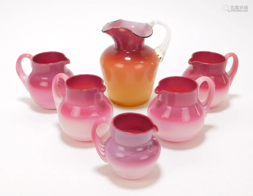 6PC Peach Blow Creamer & Pitcher Group