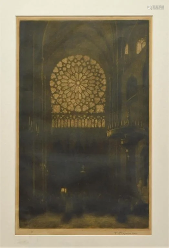 Tavik Frantisek Simon Notre Dame Interior Etching