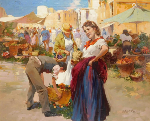 Witman Etelka Vizkeleti Market Scene Painting