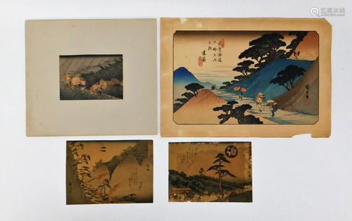 4 Utagawa Hiroshige Landscape Woodblock Prints