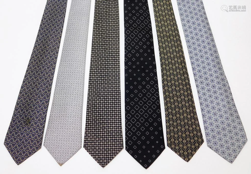 6PC Hermes Silk Necktie Group