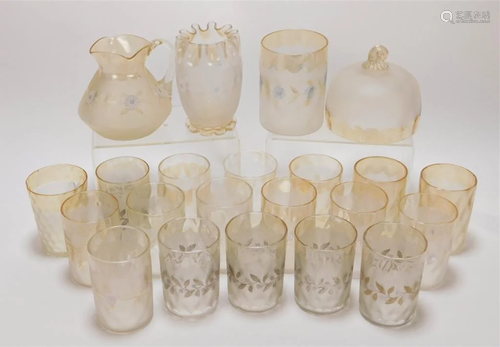 22PC Frosted Glass Drinkware Set