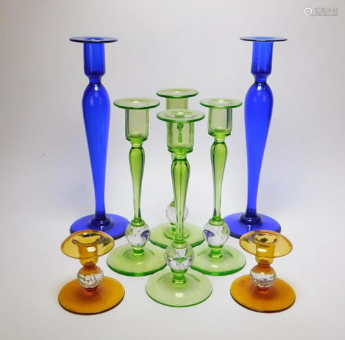 4 PR Pairpoint Glass Candlesticks