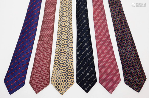 6PC Hermes Silk Necktie Group