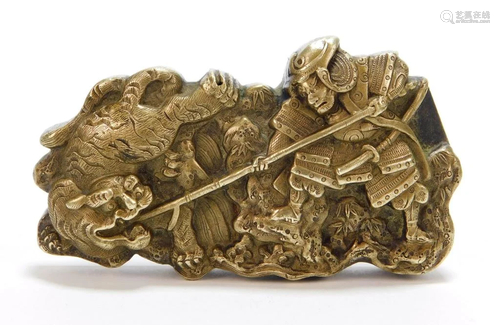 19C Japanese Gilt Bronze Scroll Weight