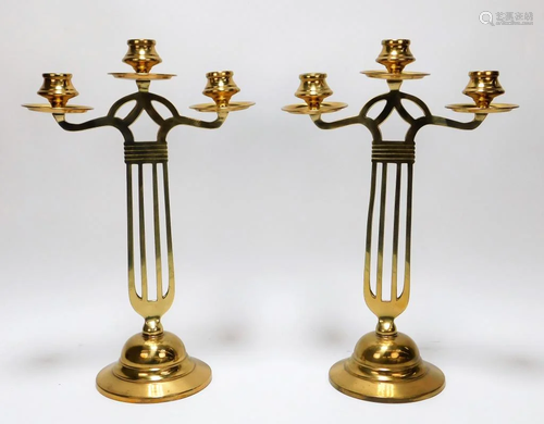 PR Austrian Vienna Secessionist Brass Candelabras