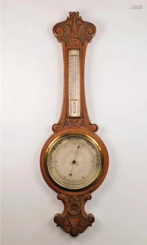 European Carved Oak Barometer