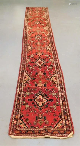 Oriental Rust and Navy Botanical Carpet Runner