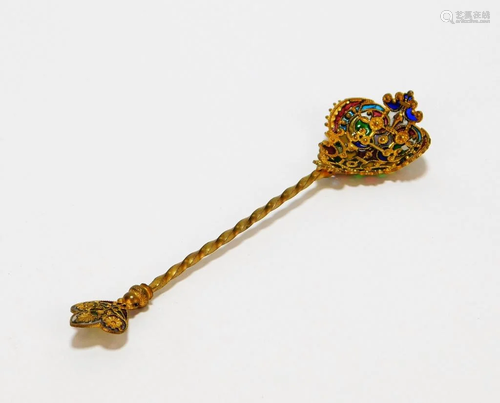 19C Russian Plique A Jour Sugar Spoon