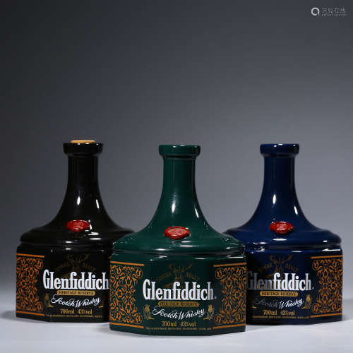 80年代初 格兰菲迪特别纪念款-三大君王 苏格兰皇室纪念款六角瓷瓶...