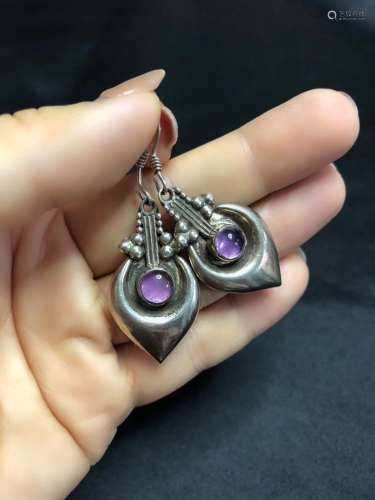 1940年纯银紫水晶耳环