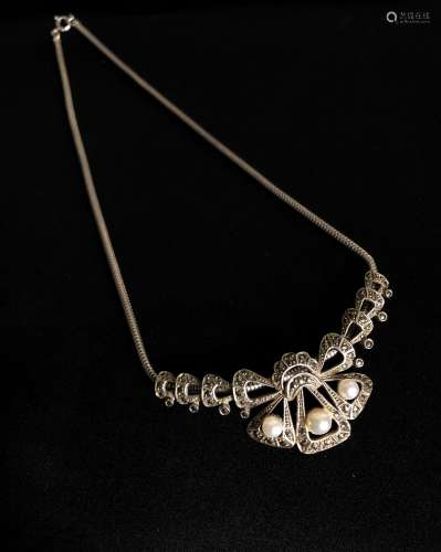 维多利亚时期马克石珍珠项链