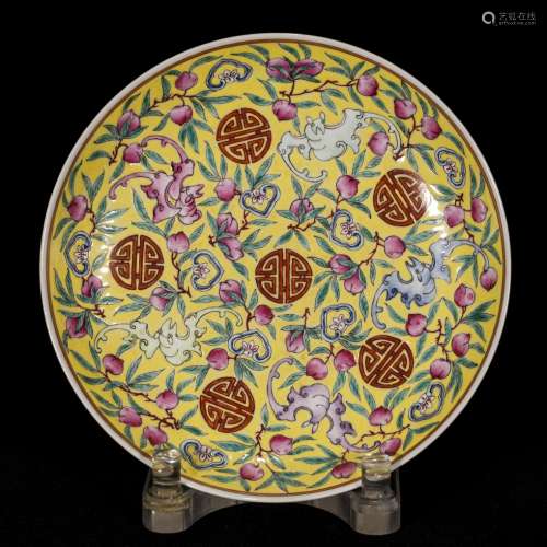 CHINESE FAMILLE ROSE DISH WITH CLOUD AND BAT PATTERN, GUANGX...