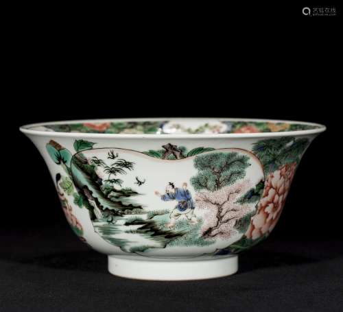 CHINESE COLORFUL FIGURE BOWL, KANGXI PERIOD, QING DYNASTY