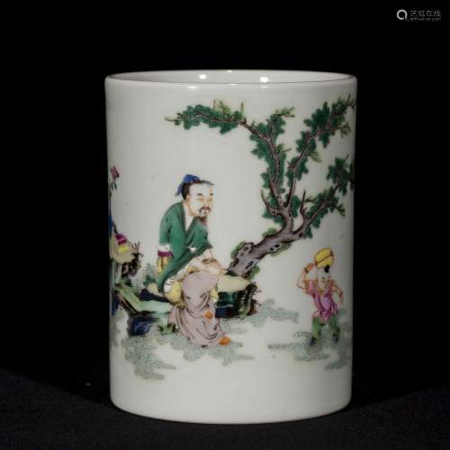 CHINESE FAMILLE ROSE PEN HOLDER, YONGZHENG PERIOD, QING DYNA...