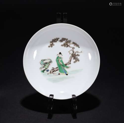 QING DYNASTY MULTICOLORED CHARACTER PATTERN PLATE, CHINA