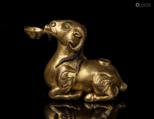 GILT BRONZE SHEEP DRAPING INKSTONE