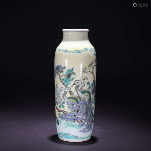 CHINESE FLOWERS VASE, QING DYNASTY