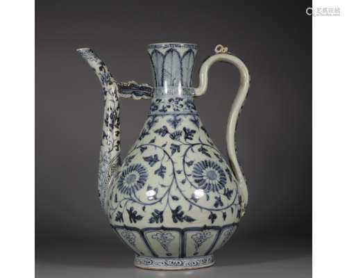 A BLUE AND WHITE EWER