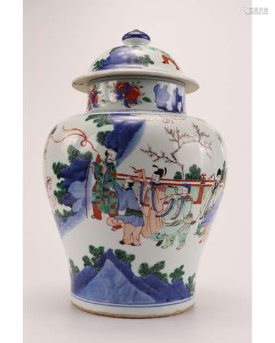 A FAMILLE-VERTE JIANGJUN JAR AND COVER