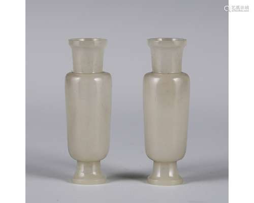 Pair White Jade Vases