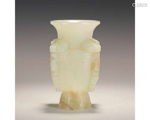 Archaistic White Jade Zun