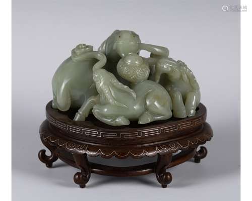 Carved Jade Rams Group