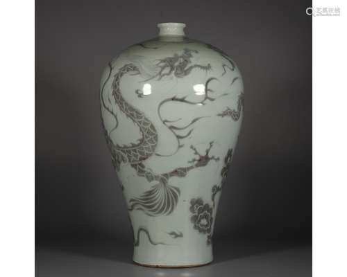 A COPPER-RED DRAGON MEIPING VASE