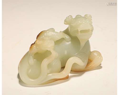 Carved Jade Beast Group Paper Weight