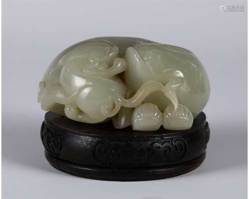 Carved Pale Celadon Jade Beast