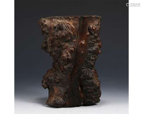 Carved Natural Form Wooden Brushpot