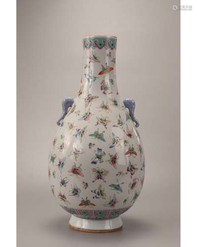 A FAMILLE ROSE BUTTERFLY VASE