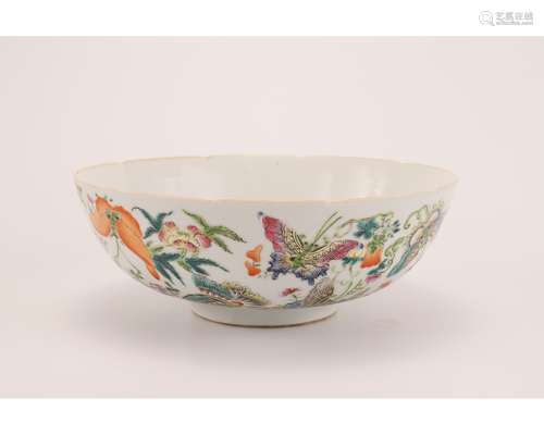 A FAMILLE ROSE POENY BOWL