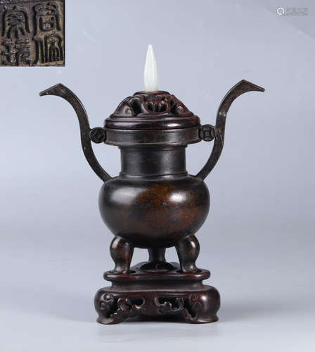 COPPER TRIPOD CENSER